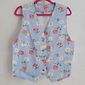 Vintage Floral Chambray Vest GUC
